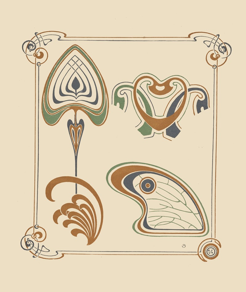 Alphonse Mucha - Abstract design based on wings and leaf shapes.