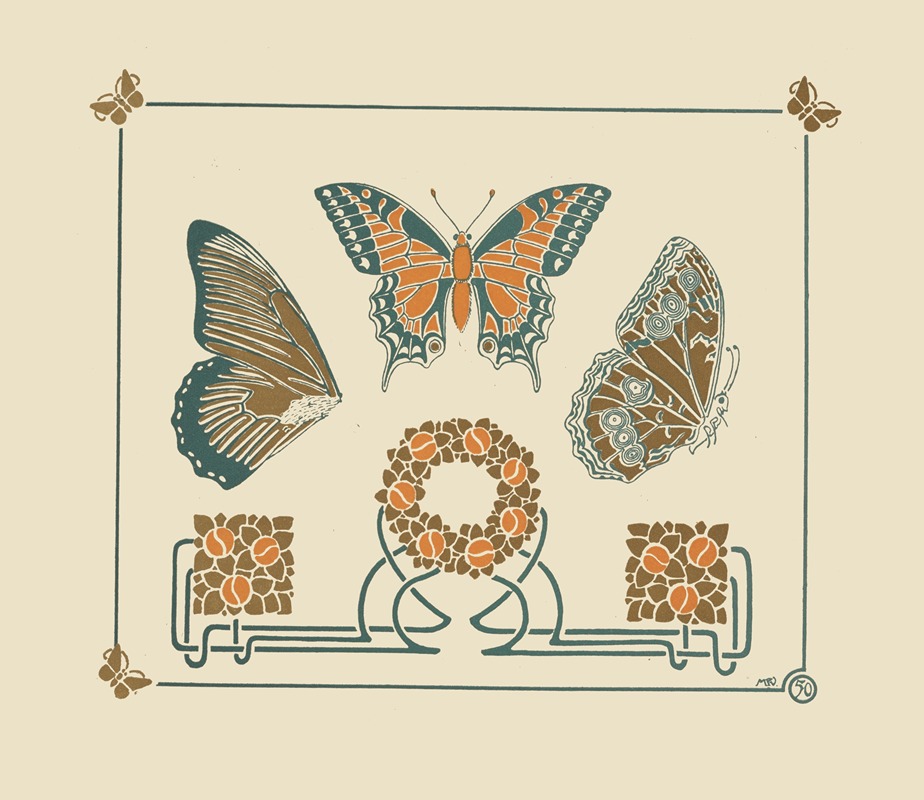 Maurice Pillard Verneuil - Abstract design based on butterflies and leaves