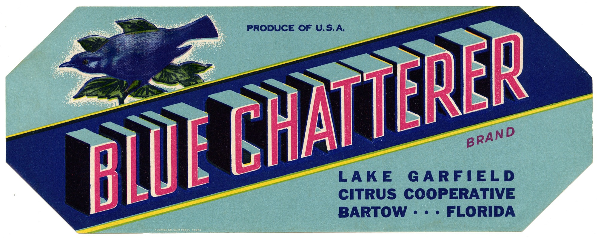 Anonymous - Blue Chatterer Brand Citrus Label