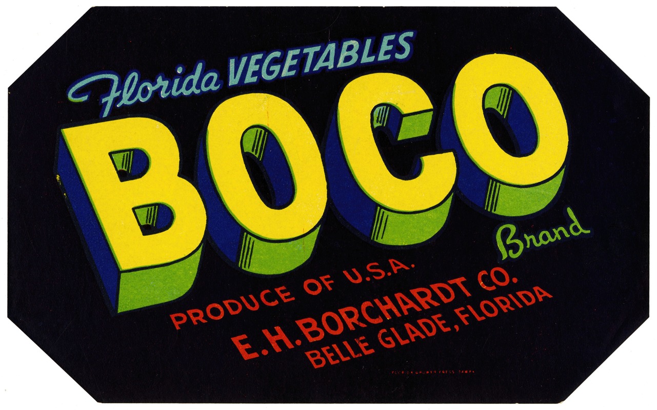 Anonymous - Boco Brand Florida Vegetables Label