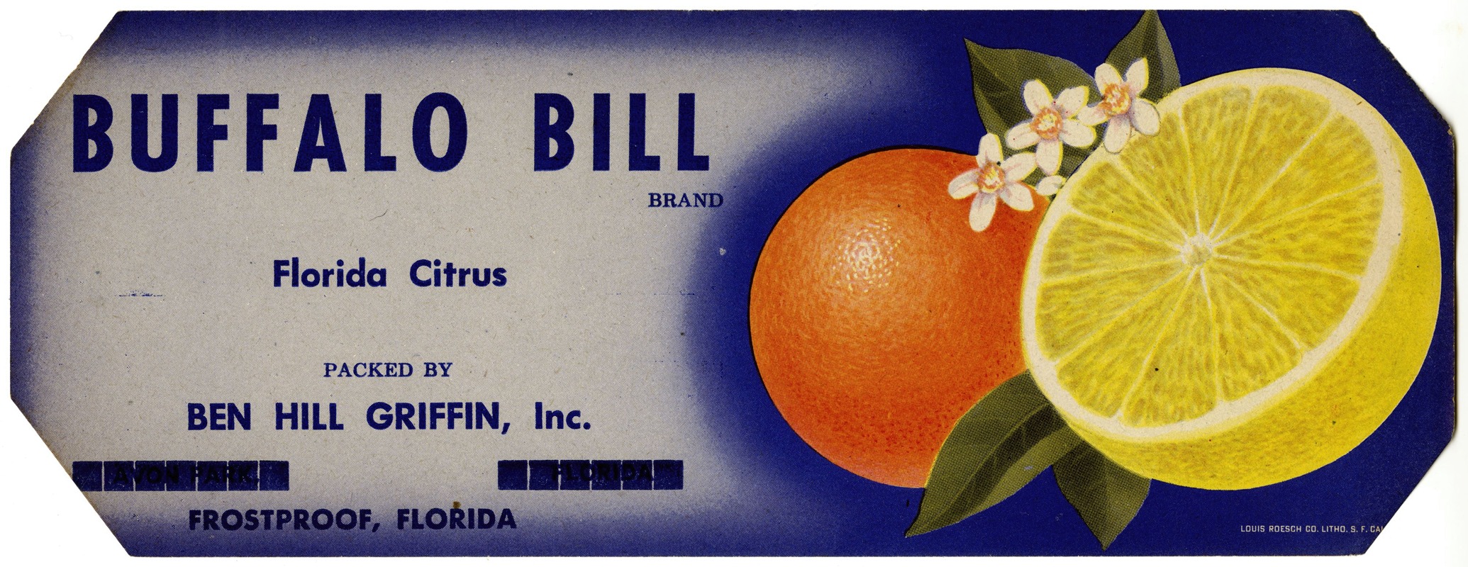 Anonymous - Buffalo Bill Brand Florida Citrus Label