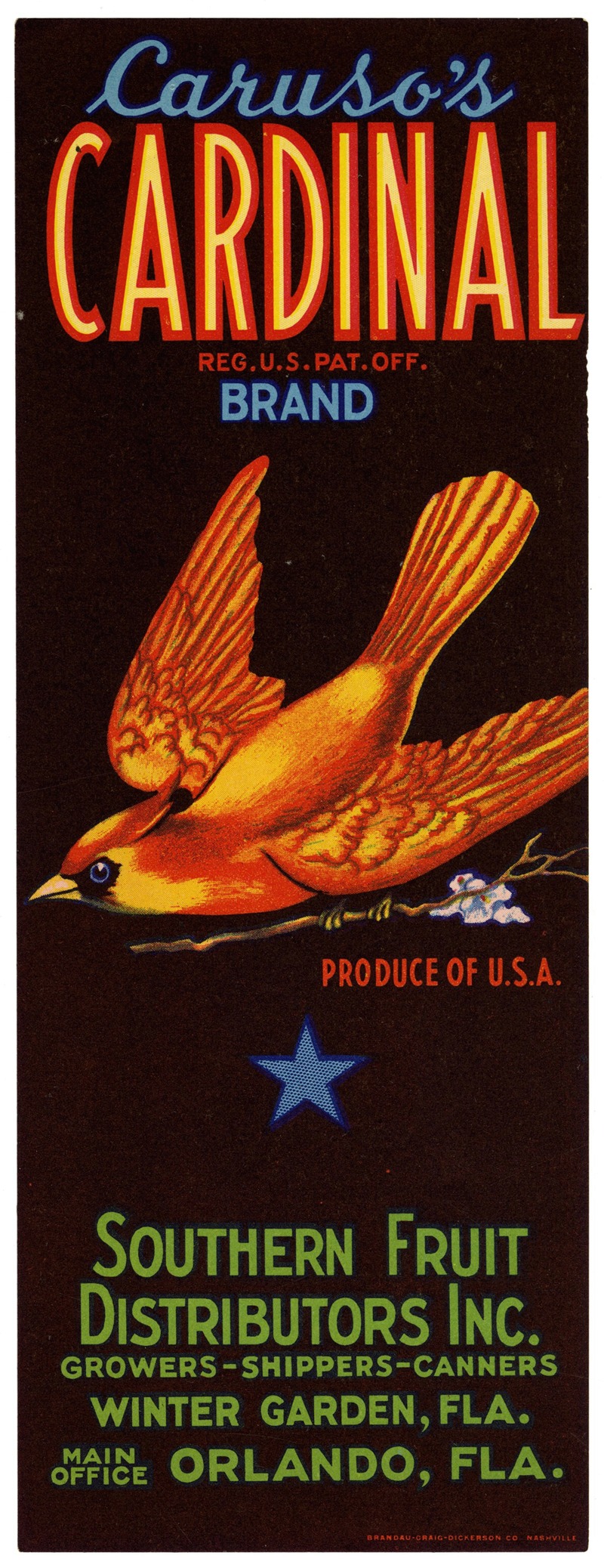 Anonymous - Caruso’s Cardinal Brand Fruit Label