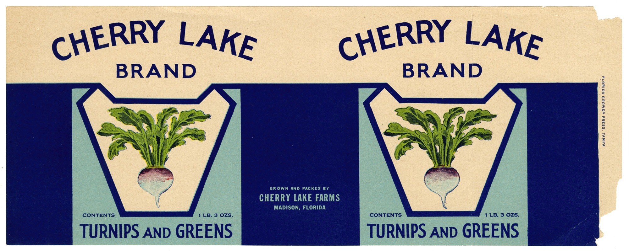 Anonymous - Cherry Lake Brand Turnips and Greens Label
