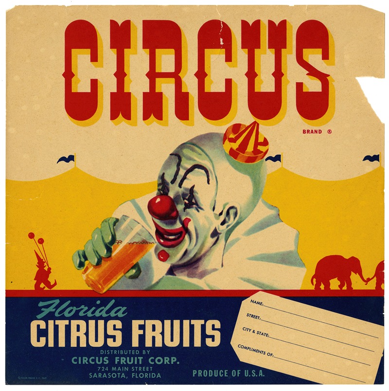 Anonymous - Circus Brand Florida Citrus Fruit Label