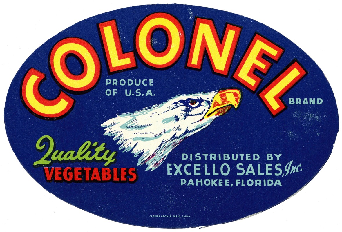 Anonymous - Colonel Brand Quality Vegetables Label