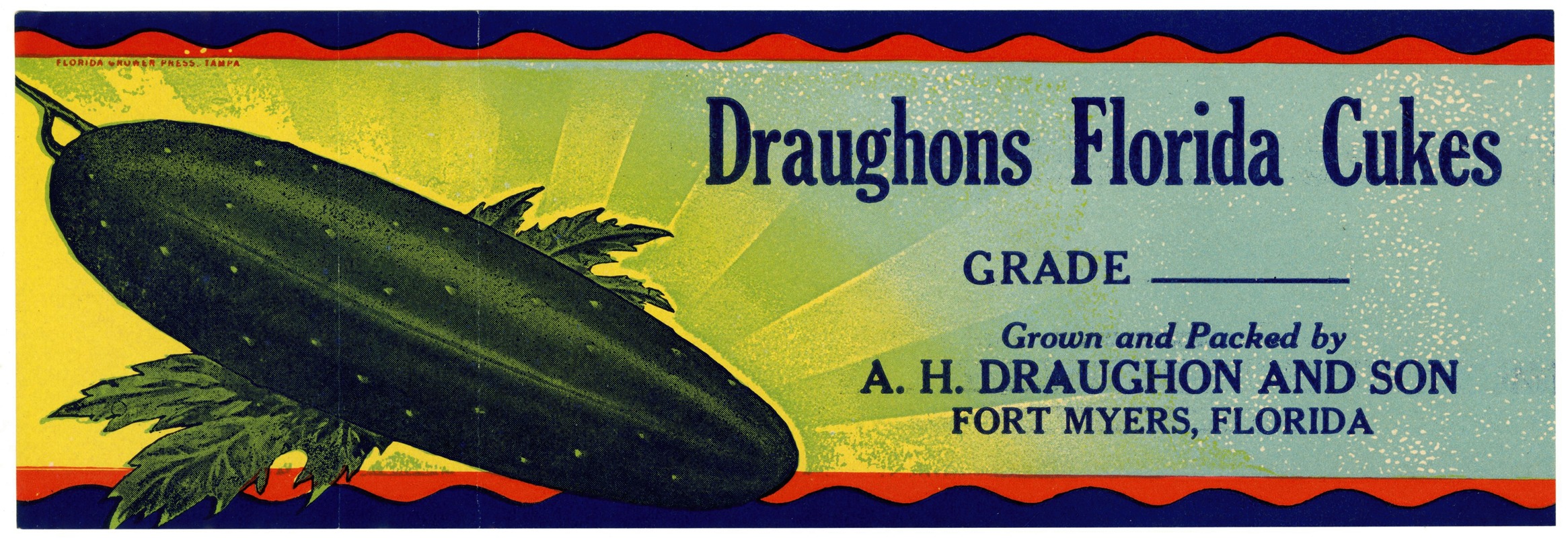 Anonymous - Cucumber Label for Draughons Florida Cuke