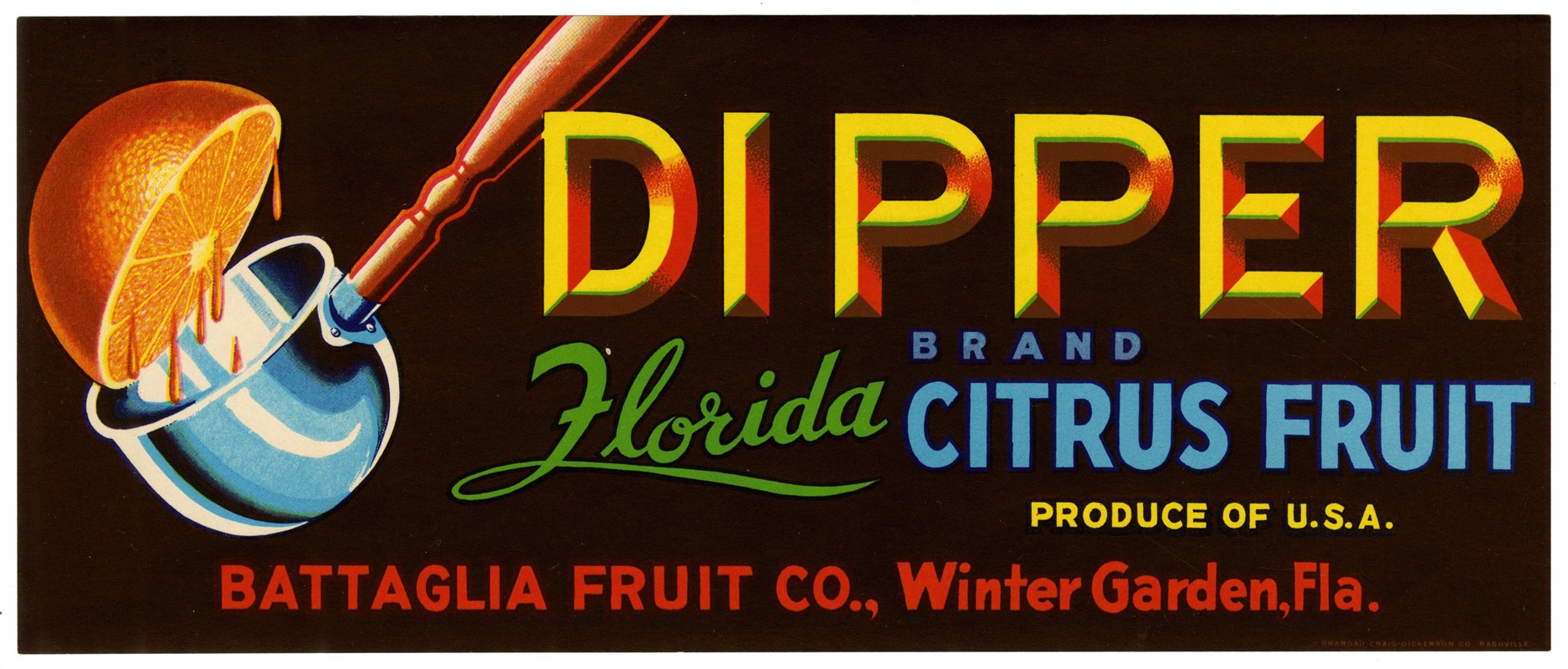 Anonymous - Dipper Brand Florida Citrus Fruit Label