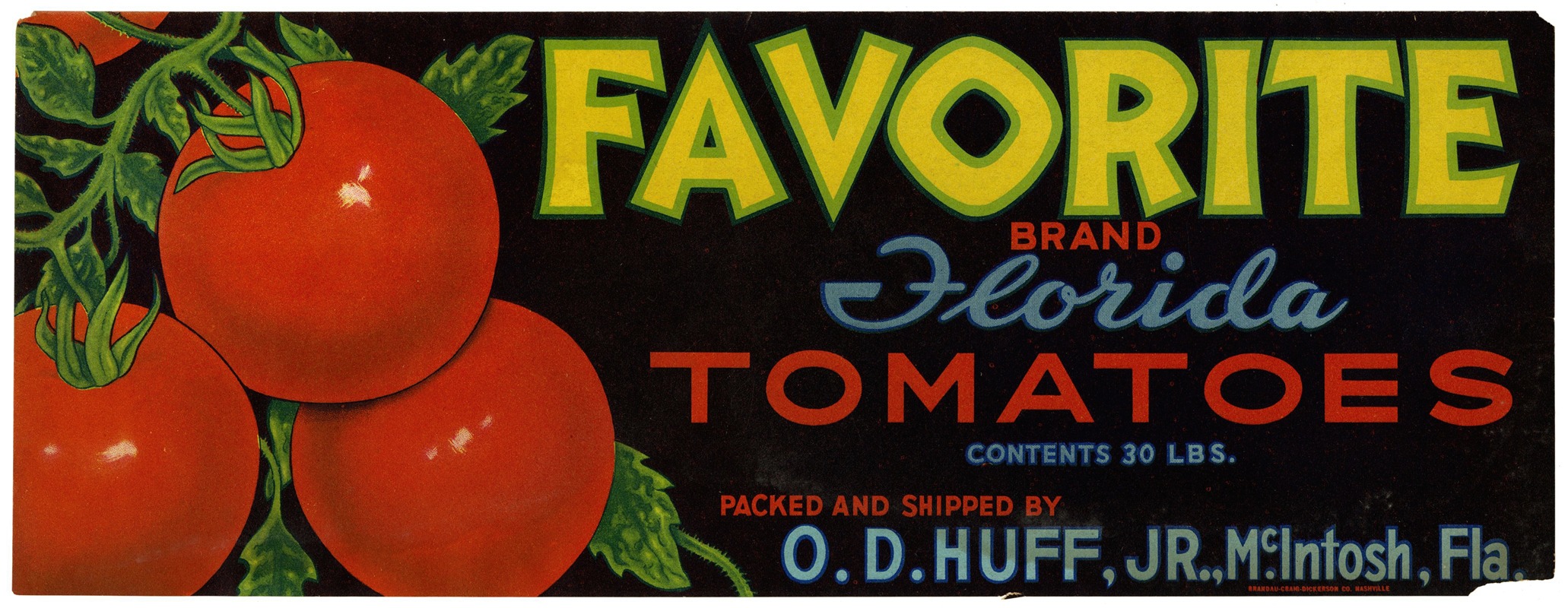 Anonymous - Favorite Brand Florida Tomatoes Label