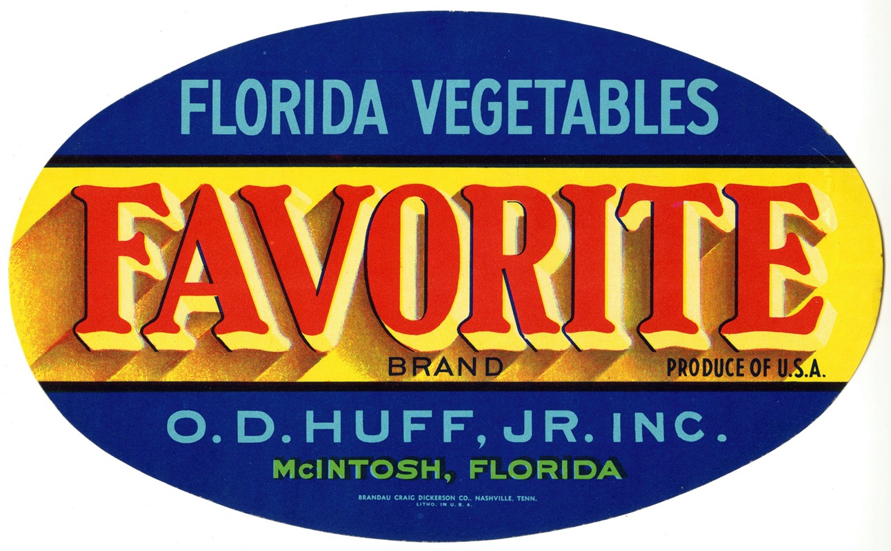 Anonymous - Favorite Brand Florida Vegetables Label