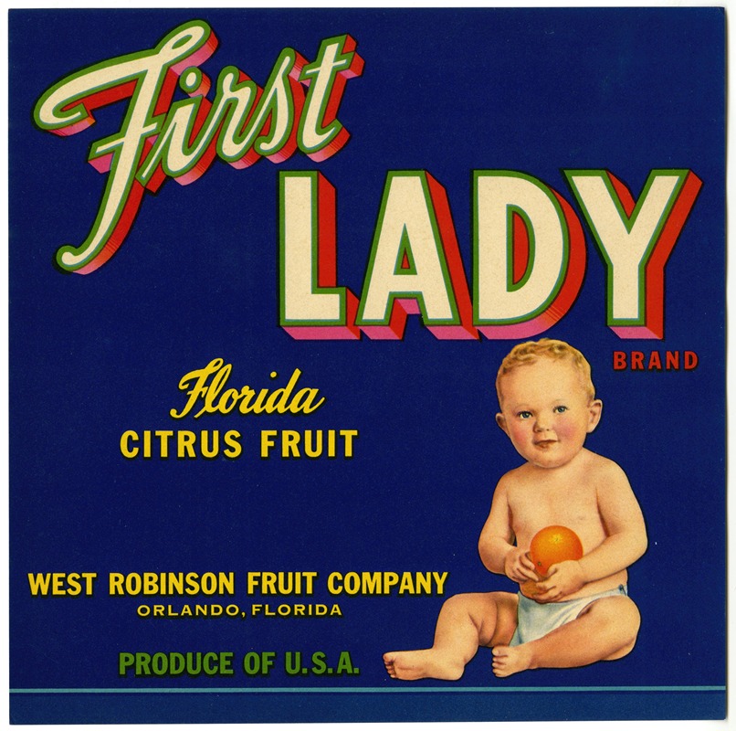 Anonymous - First Lady Brand Florida Citrus Fruit Label