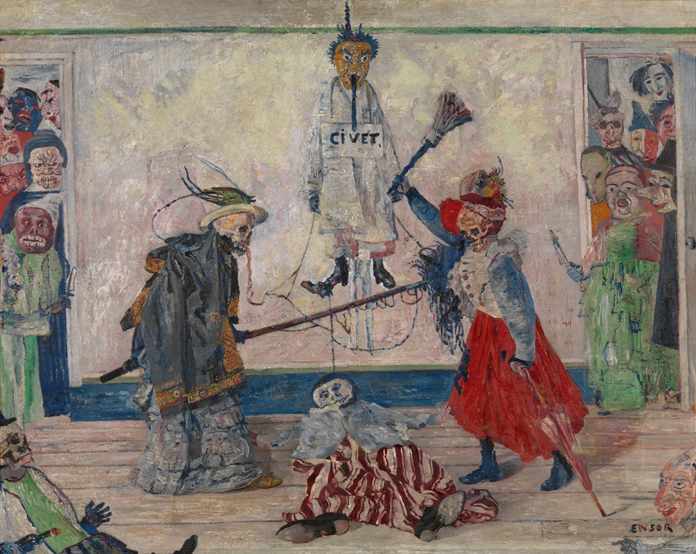 James Ensor - Skeletons Fighting over the Body of a Hanged Man