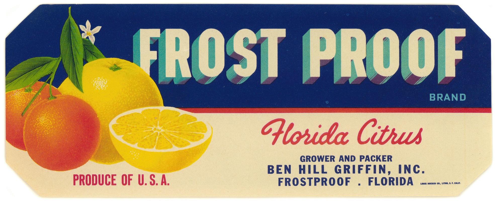 Anonymous - Frost Proof Brand Citrus Label