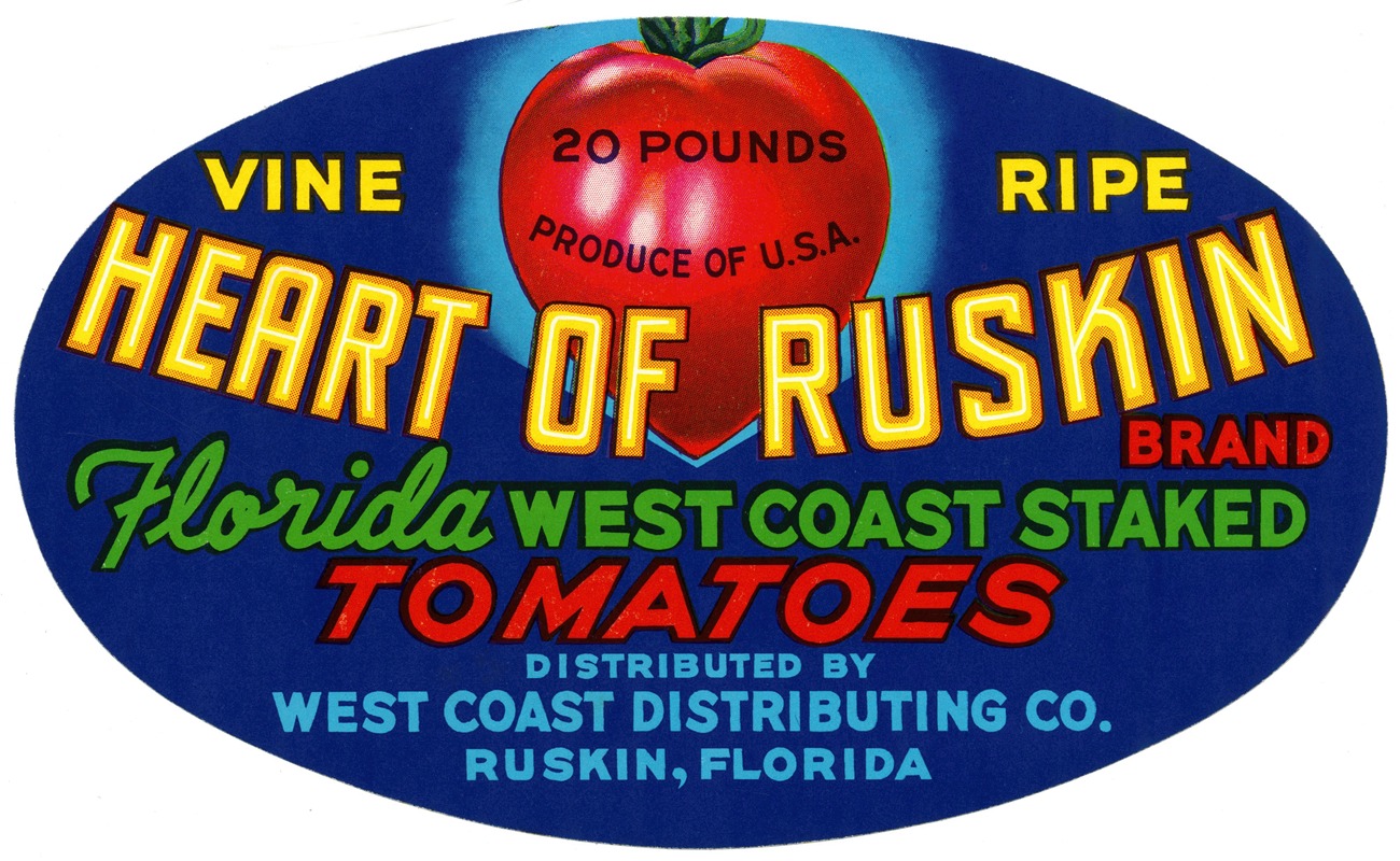 Anonymous - Heart of Ruskin Brand Florida West Coast Staked Tomatoes Label