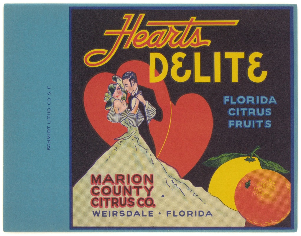 Anonymous - Hearts Delite Florida Citrus Fruit Label