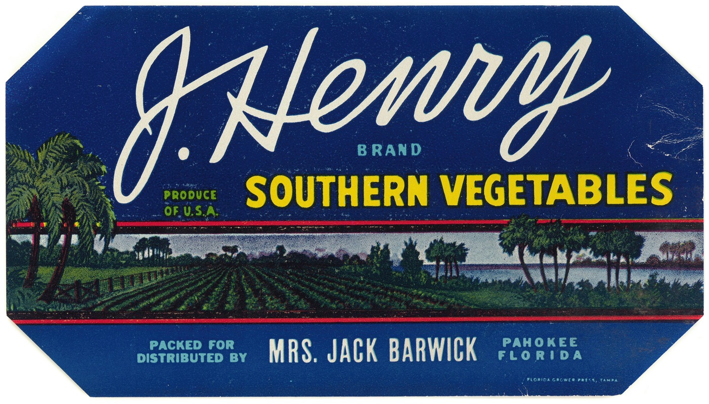 Anonymous - J. Henry Brand Southern Vegetables Label