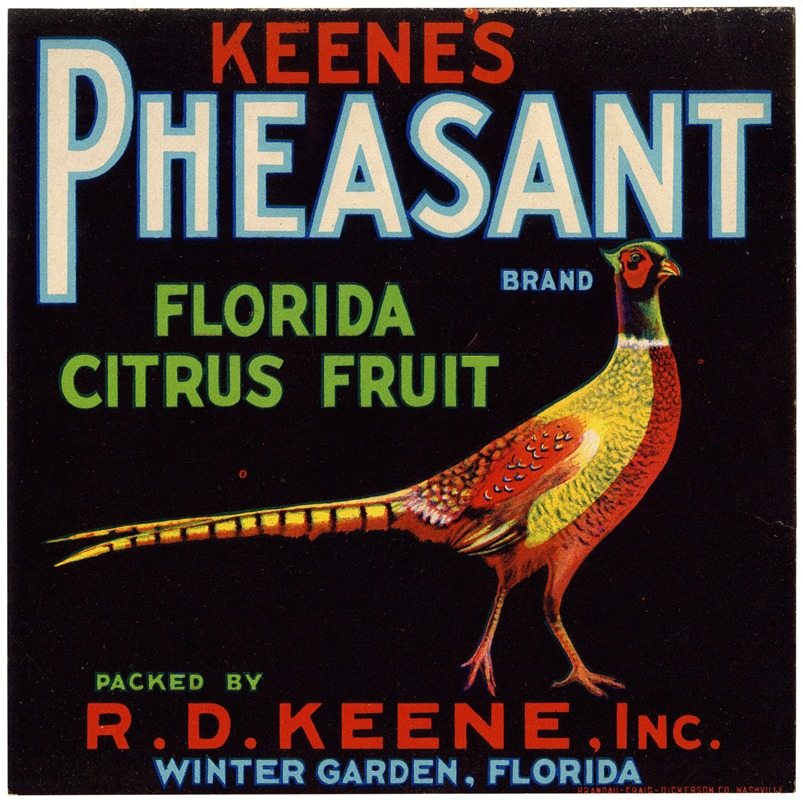 Anonymous - Keene’s Pheasant Brand Florida Citrus Fruit Label
