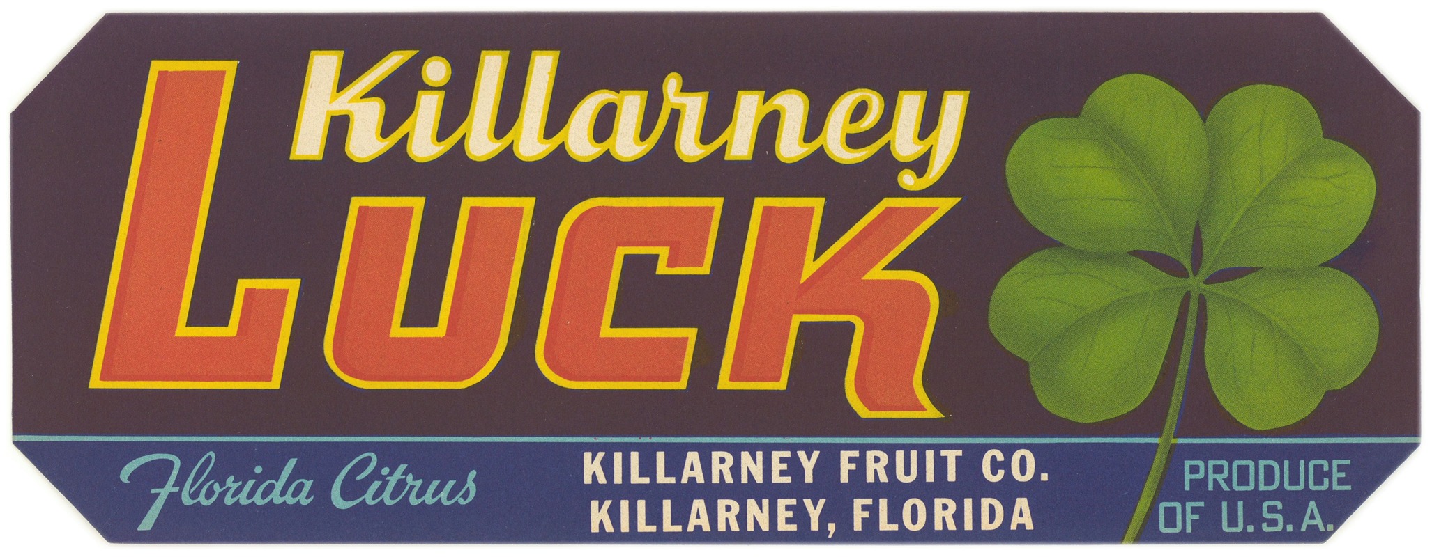 Anonymous - Killarney Luck Florida Citrus Label