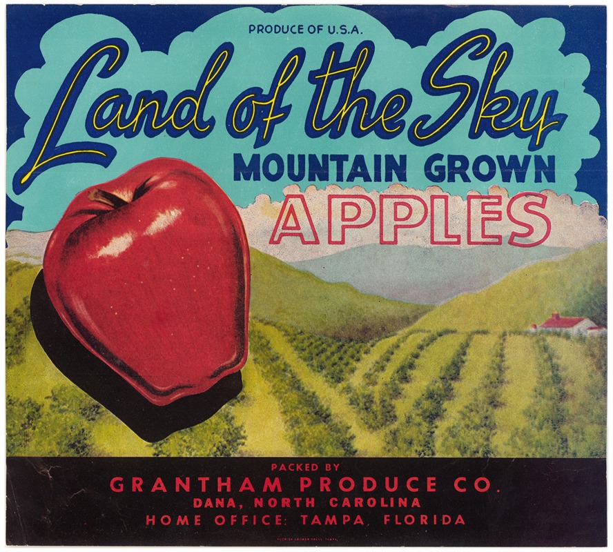 Anonymous - Land of the Sky Mountain Grown Apples Label