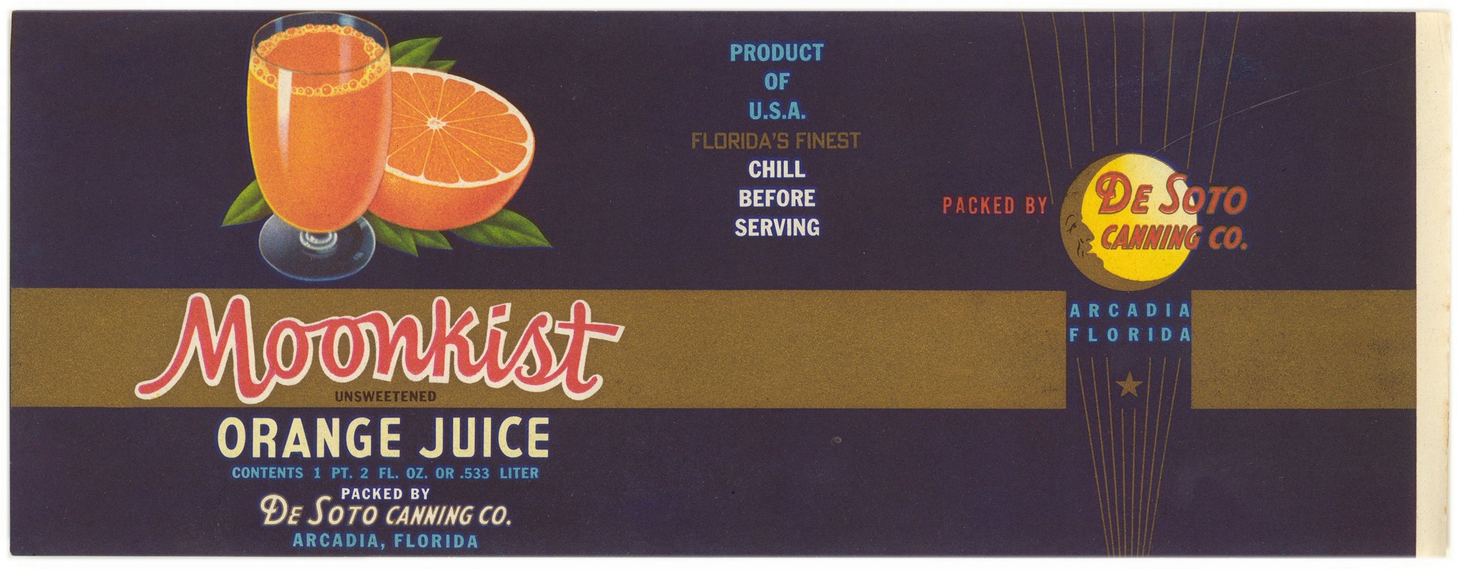 Anonymous - Moonkist Unsweetened Orange Juice Can Label