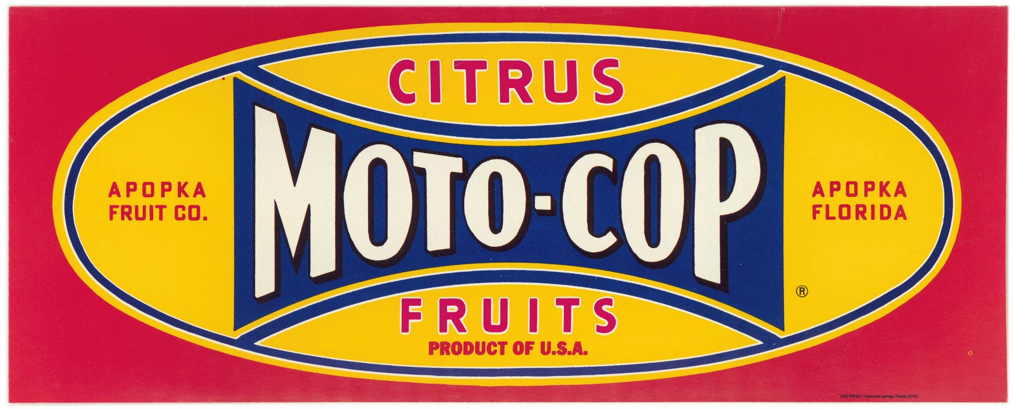 Anonymous - Moto-Cops Citrus Fruit Label