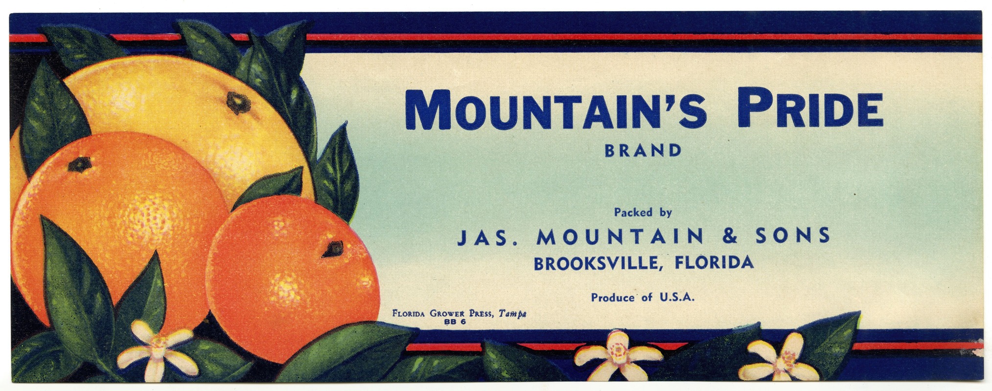 Anonymous - Mountain’s Pride Brand Citrus Label