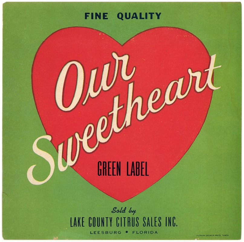 Anonymous - Our Sweetheart – Green Label Citrus Label