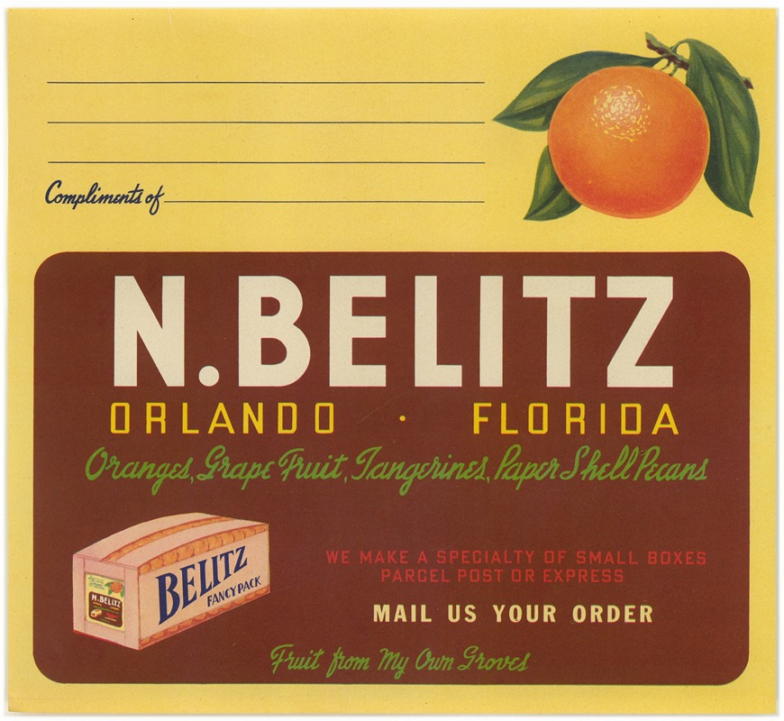 Anonymous - Shipping Label for N. Belitz Fancy Pack