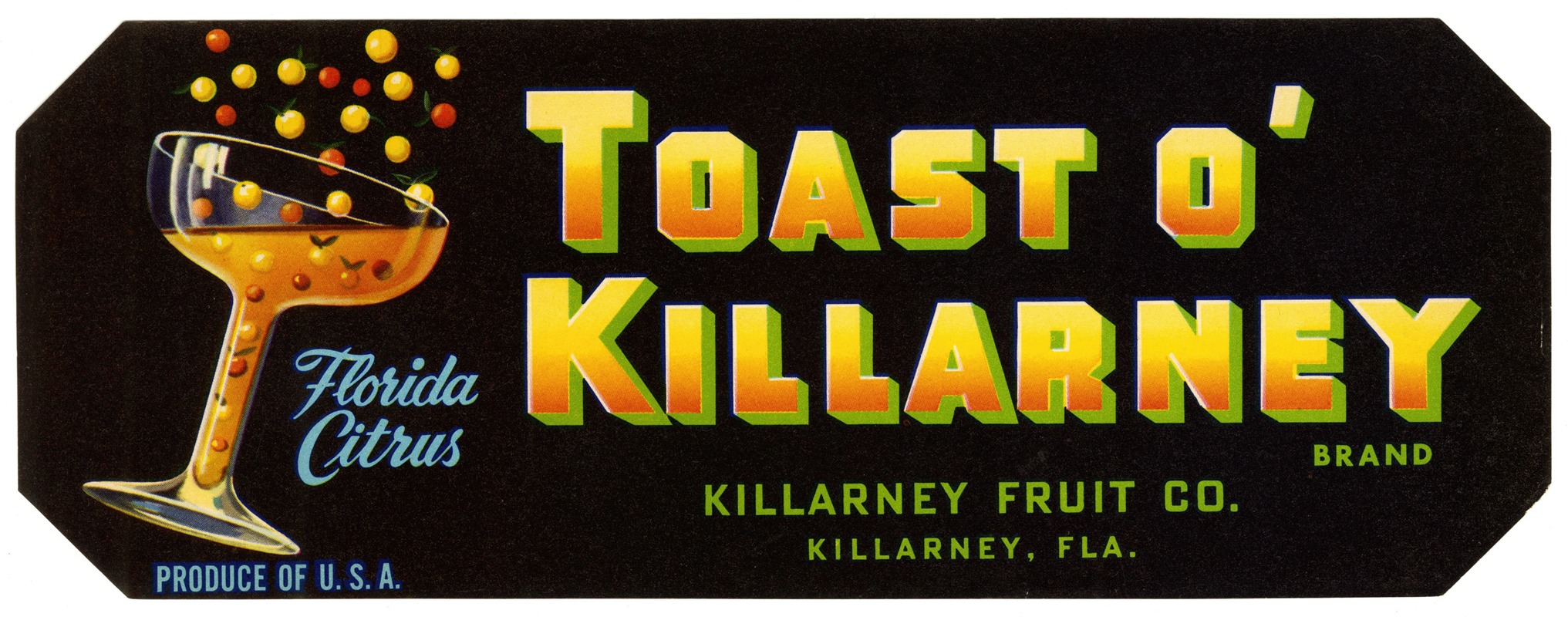 Anonymous - Toast O’ Killarney Brand Florida Citrus Label
