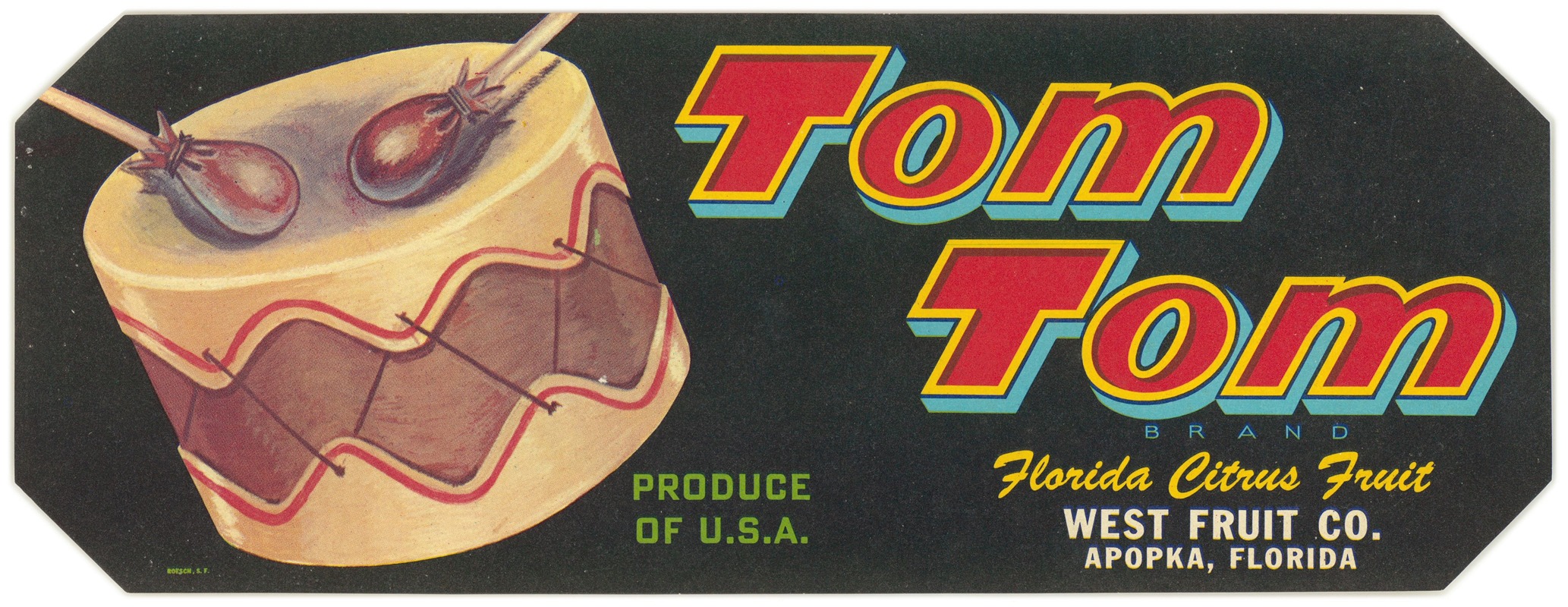 Anonymous - Tom Tom Brand Florida Citrus Fruit Label