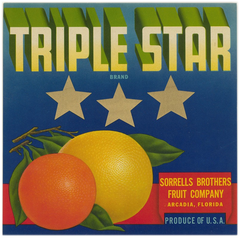 Anonymous - Triple Star Brand Citrus Label