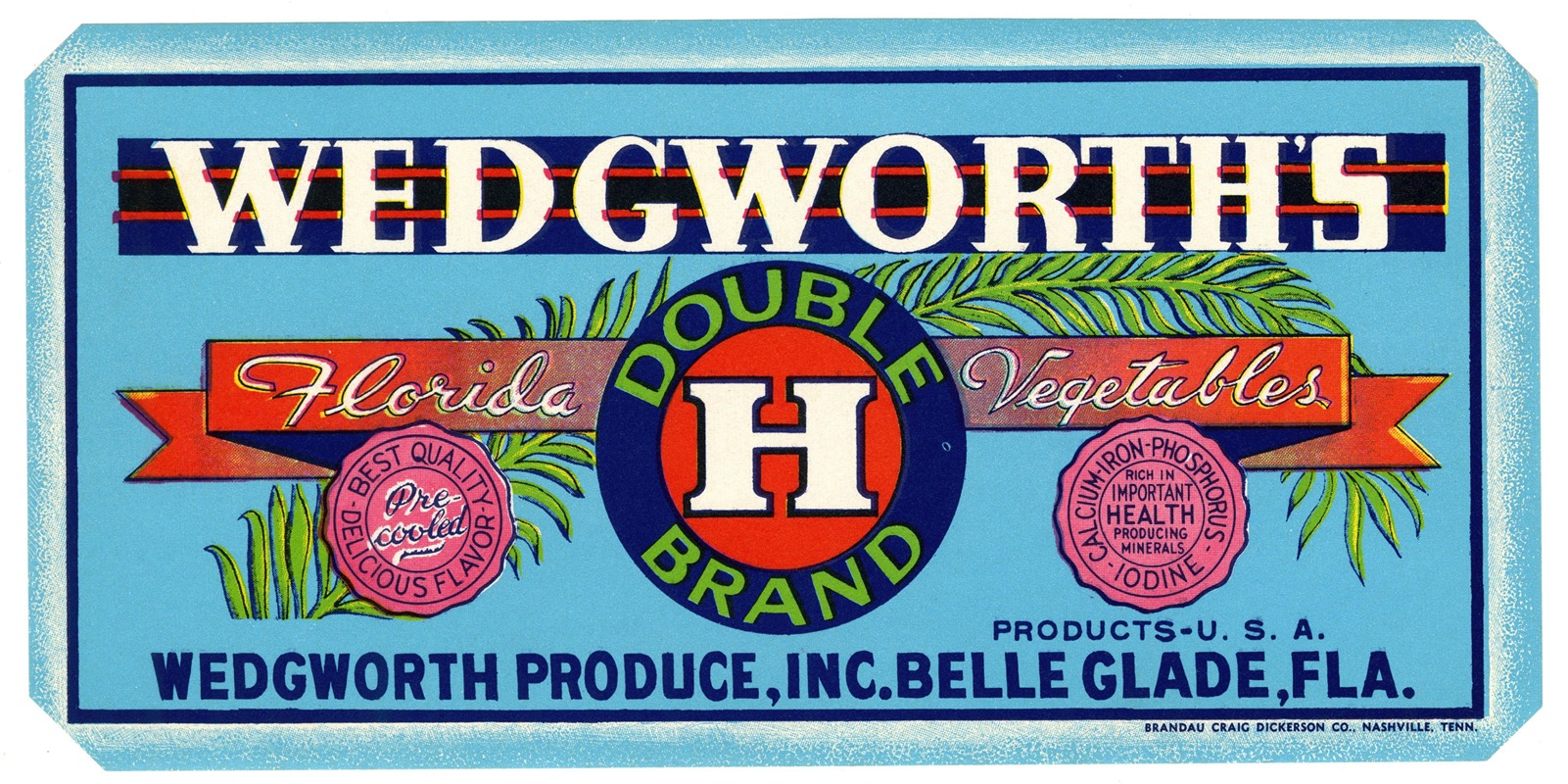 Anonymous - Wedgworth’s Double H Brand Florida Vegetables Label