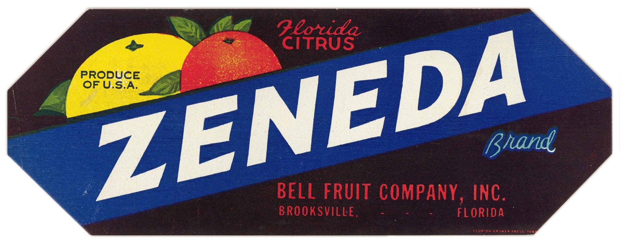 Anonymous - Zeneda Brand Florida Citrus Label