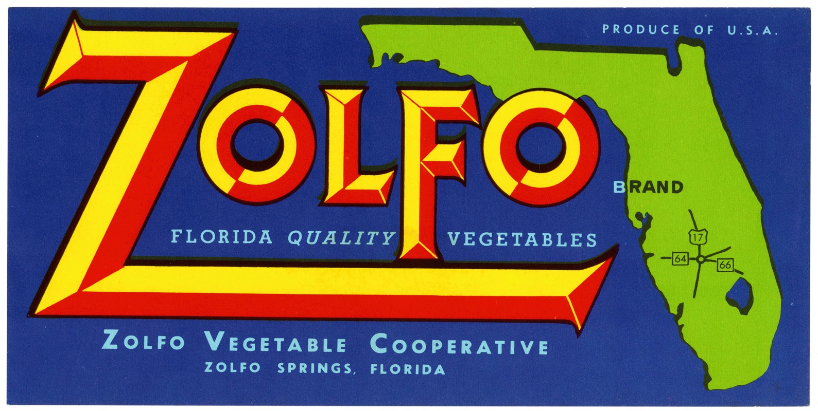 Anonymous - Zolfo Brand Florida Quality Vegetables Label