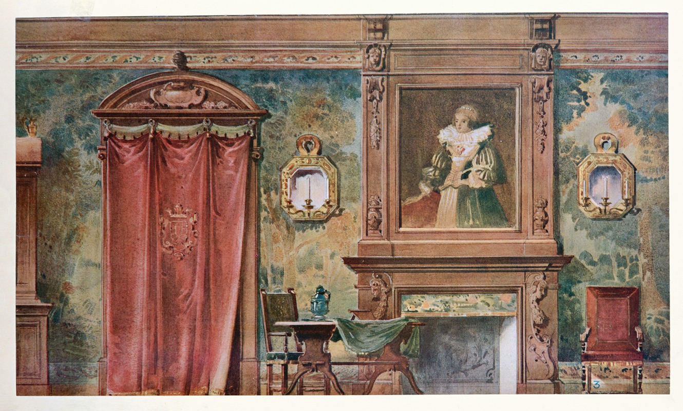 Georges Rémon - Chambre a coucher Louis XIII . Vue géométrale.