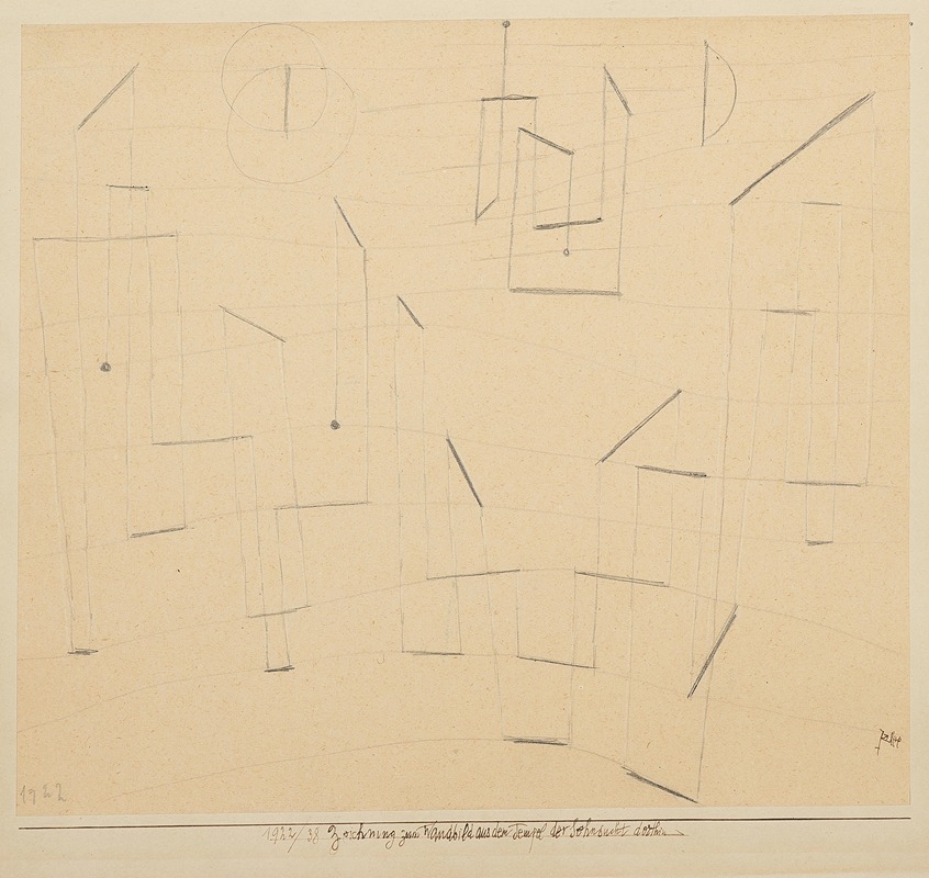 Paul Klee - Zeichnung zum Wandbild aus dem Tempel der Sehnsucht dorthin (Drawing for Mural of the Temple of Desire thither)
