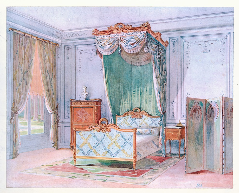 Georges Rémon - Chambre a coucher Louis XVI, peinte en gris….