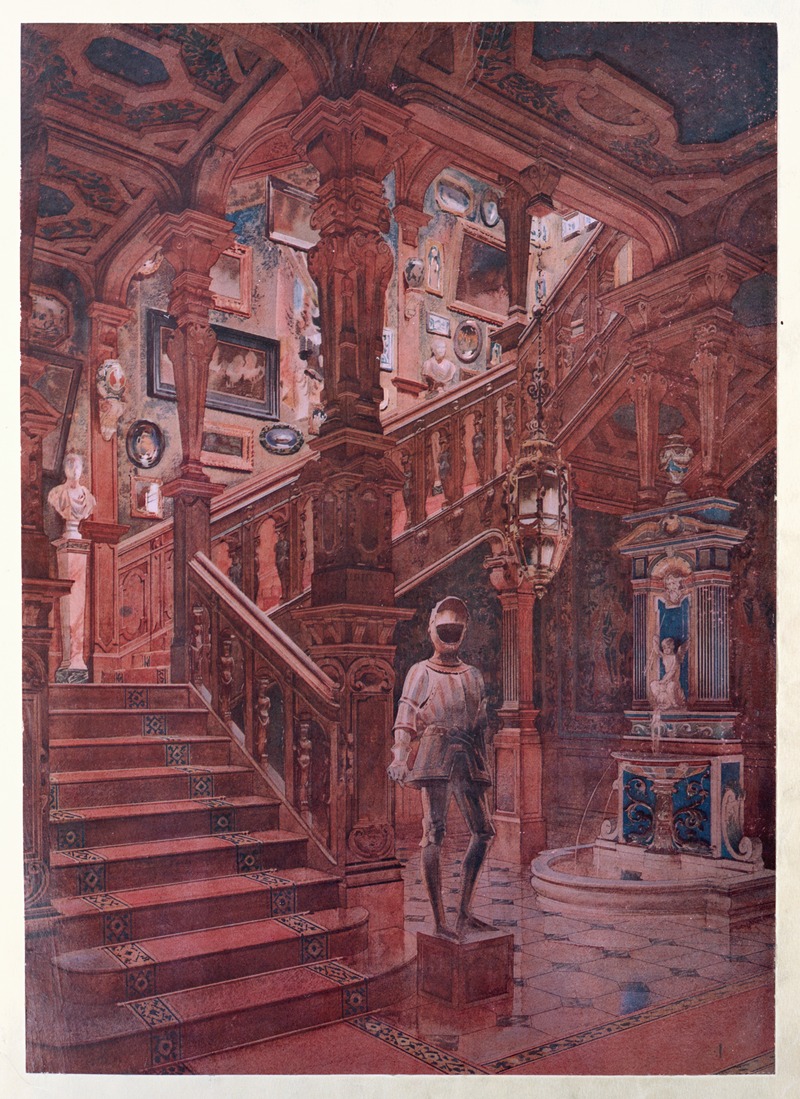 Georges Rémon - Escalier Louis XIII en chêne sculpté….