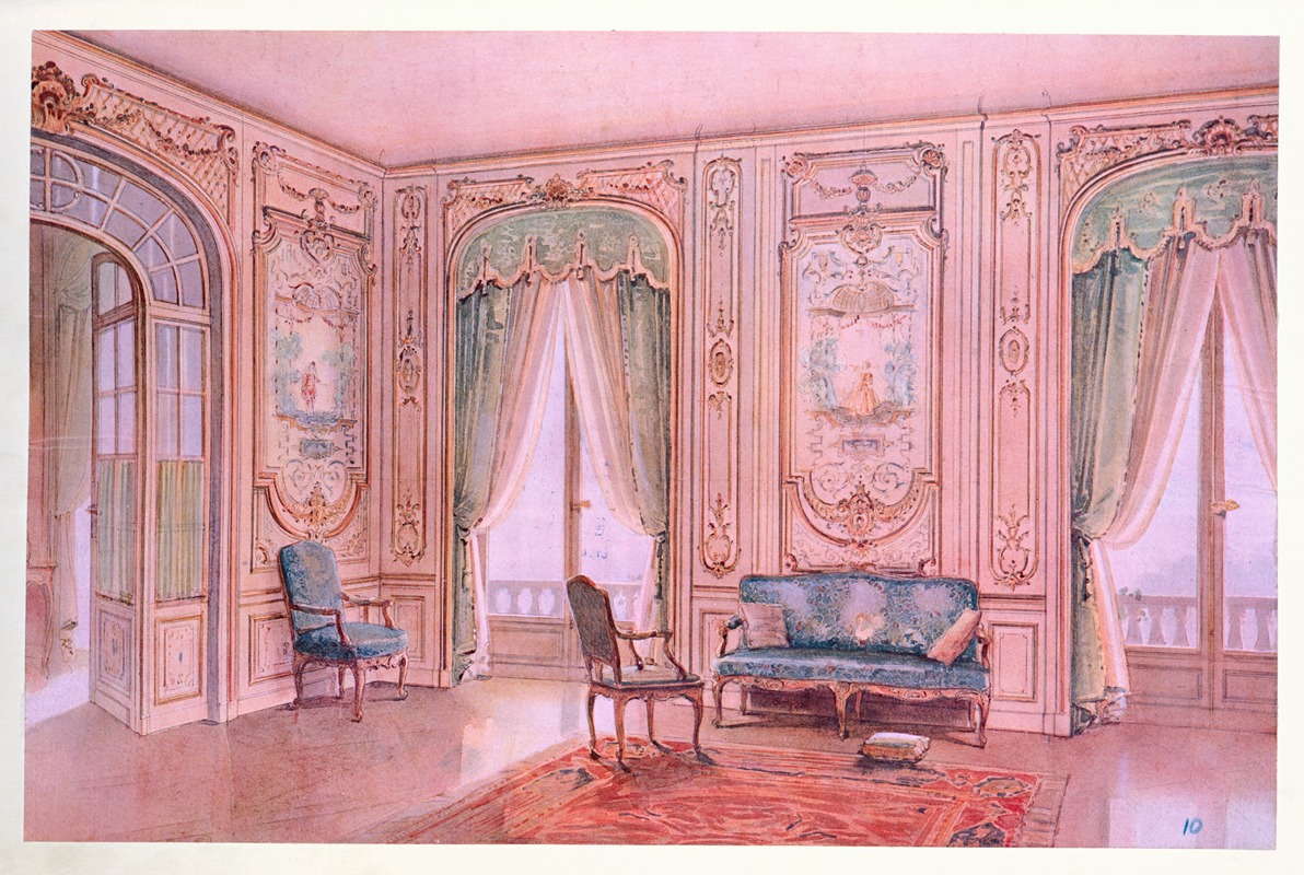 Georges Rémon - Salon peint style régence, décoré de panneaux peints par Lancret….