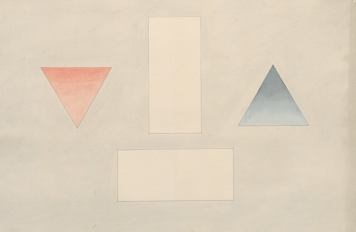 David Humbert de Superville - A red triangle pointing downwards, a blue triangle pointung upwards, and two floating rectangles