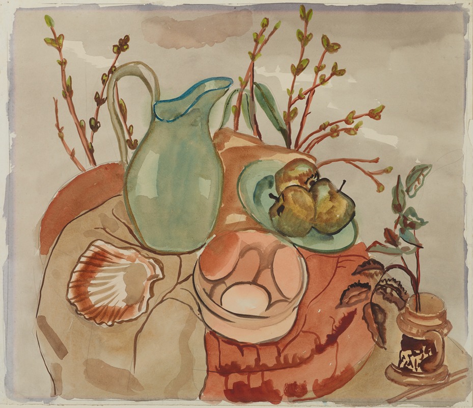 Frances Hodgkins - Still life with eggs and willow