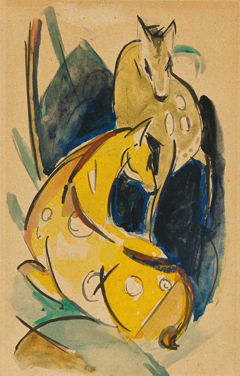 Franz Marc - Zwei gelbe Tiere