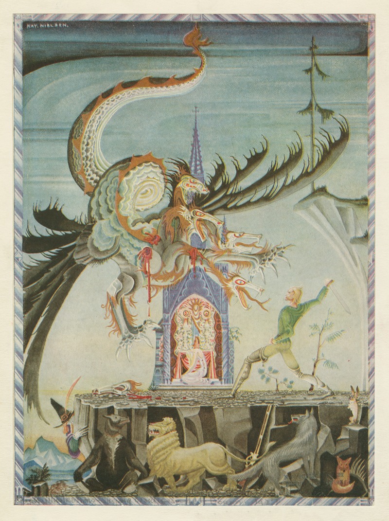Kay Rasmus Nielsen - Then the dragon made a dart at the hunter, but he swung his sword round and cut off three of the beast’s heads