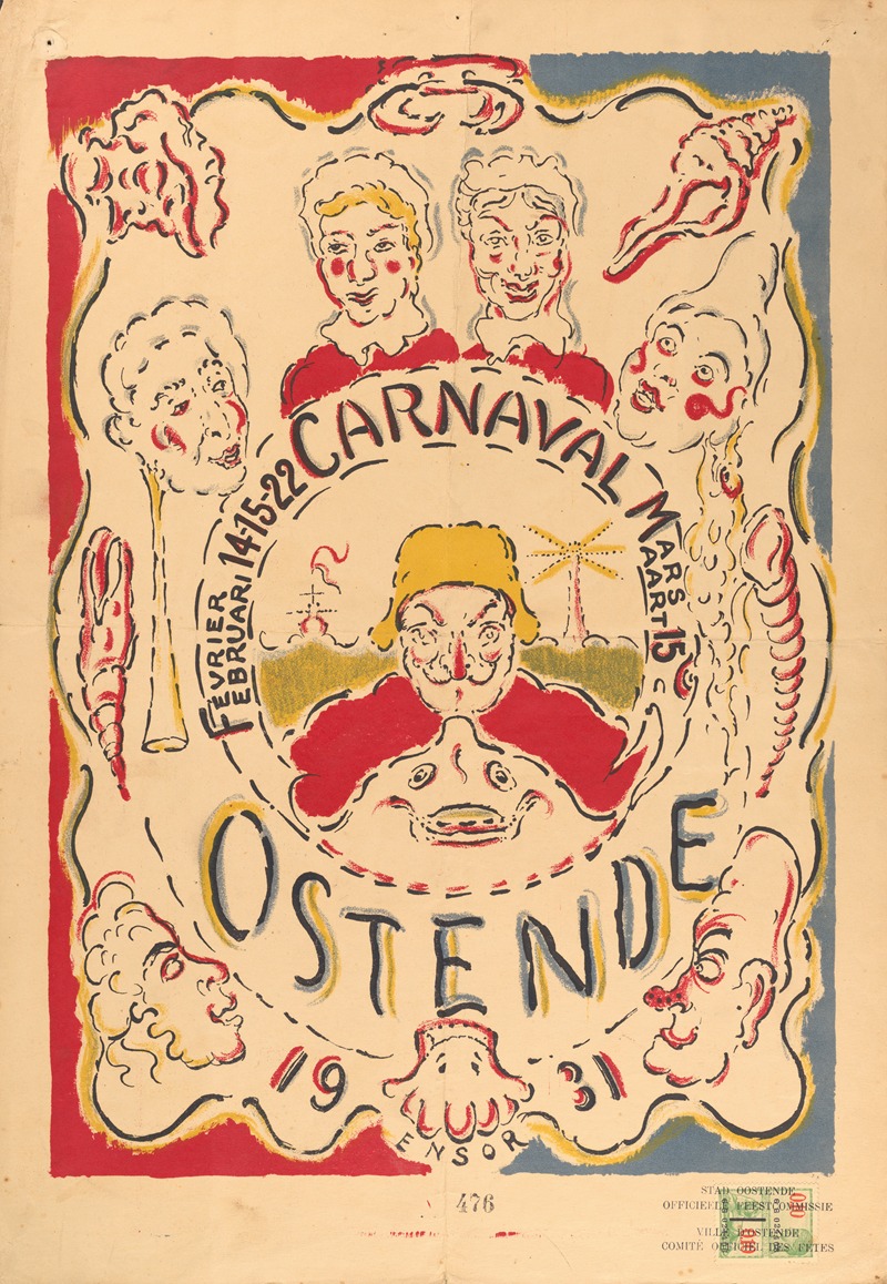 James Ensor - Affiche voor het carnaval van Oostende
