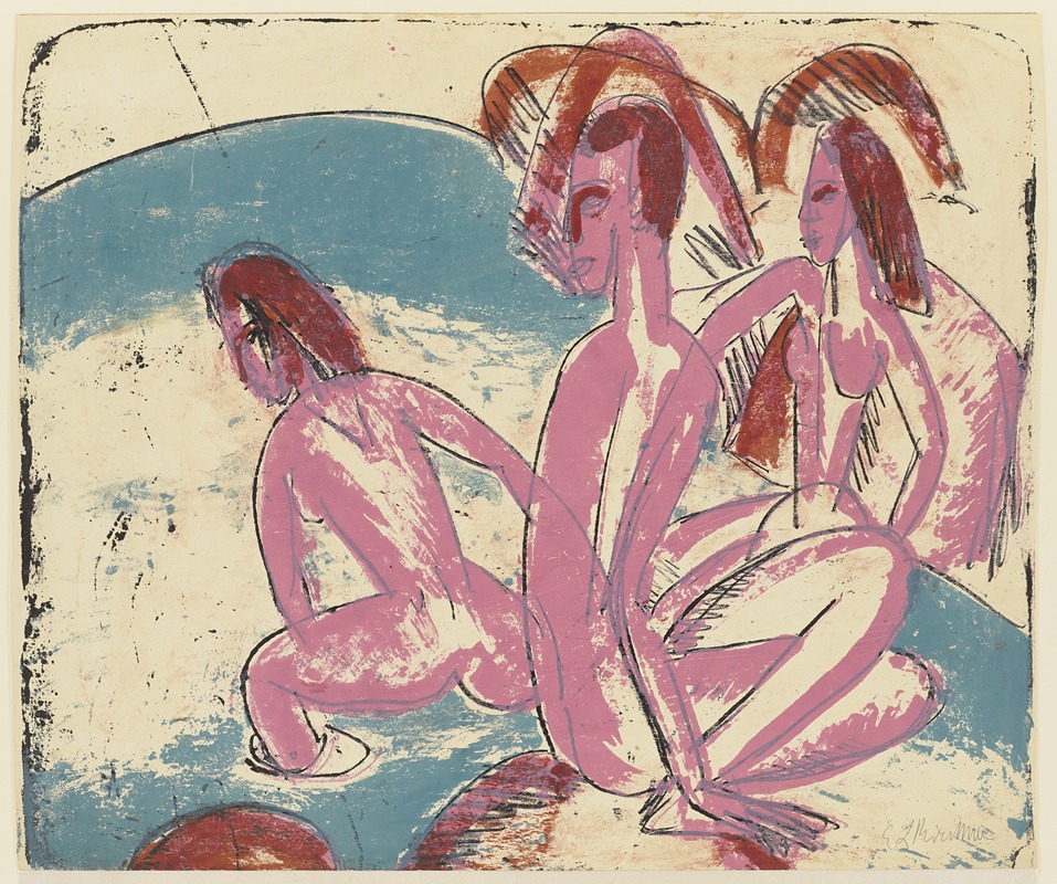 Ernst Ludwig Kirchner - Drei Badende an Steinen, Fehmarn