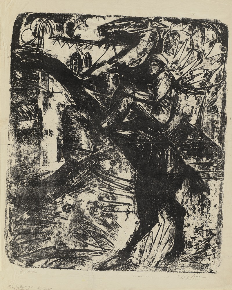 Ernst Ludwig Kirchner - Steigendes Pferd mit Reiter