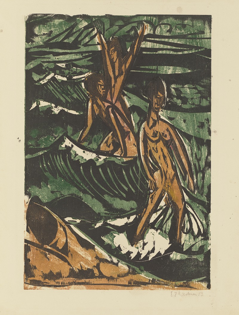 Ernst Ludwig Kirchner - Three Bathers in the Waves