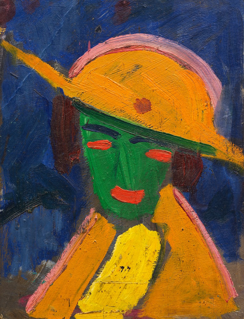Hermann Stenner - Grüne Frau mit gelbem Hut I
