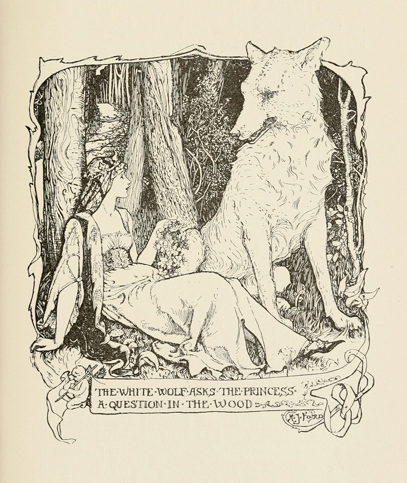 Henry Justice Ford - The White Wolf asks the Princess a Question in the Wood
