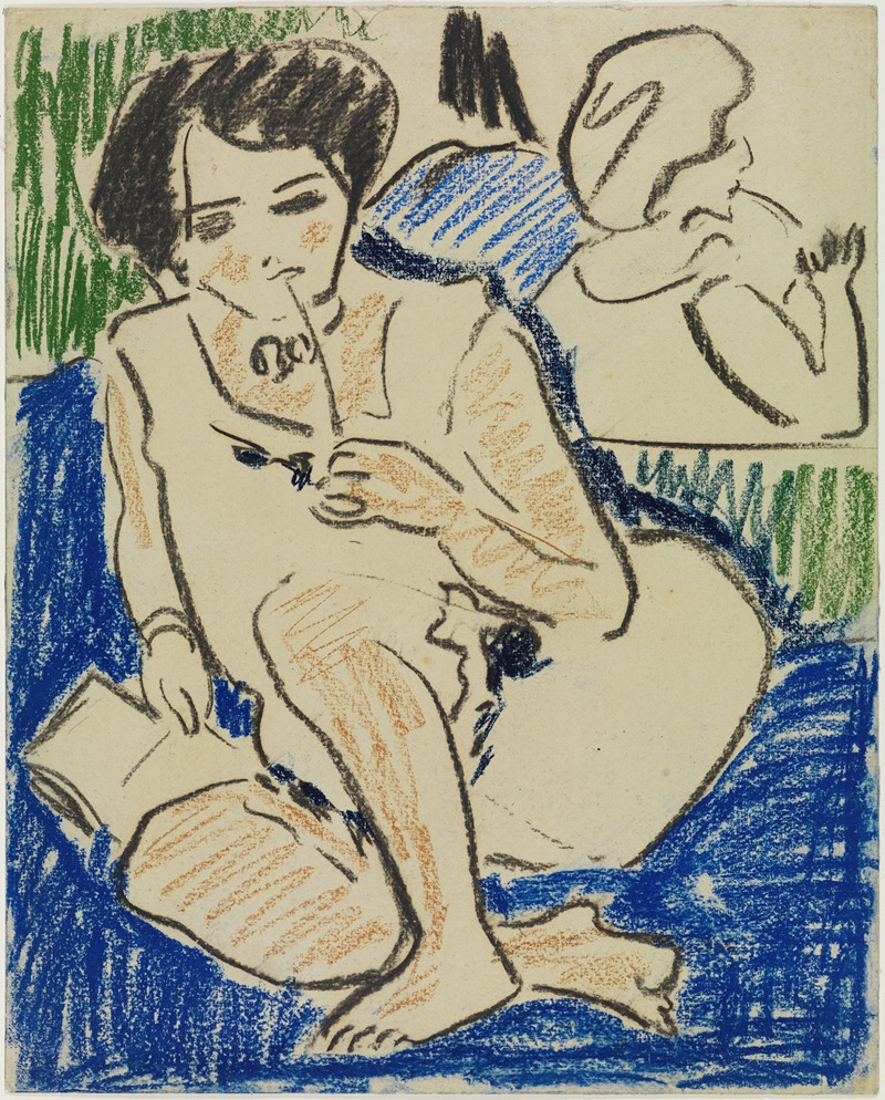 Ernst Ludwig Kirchner - Hockende mit Buch