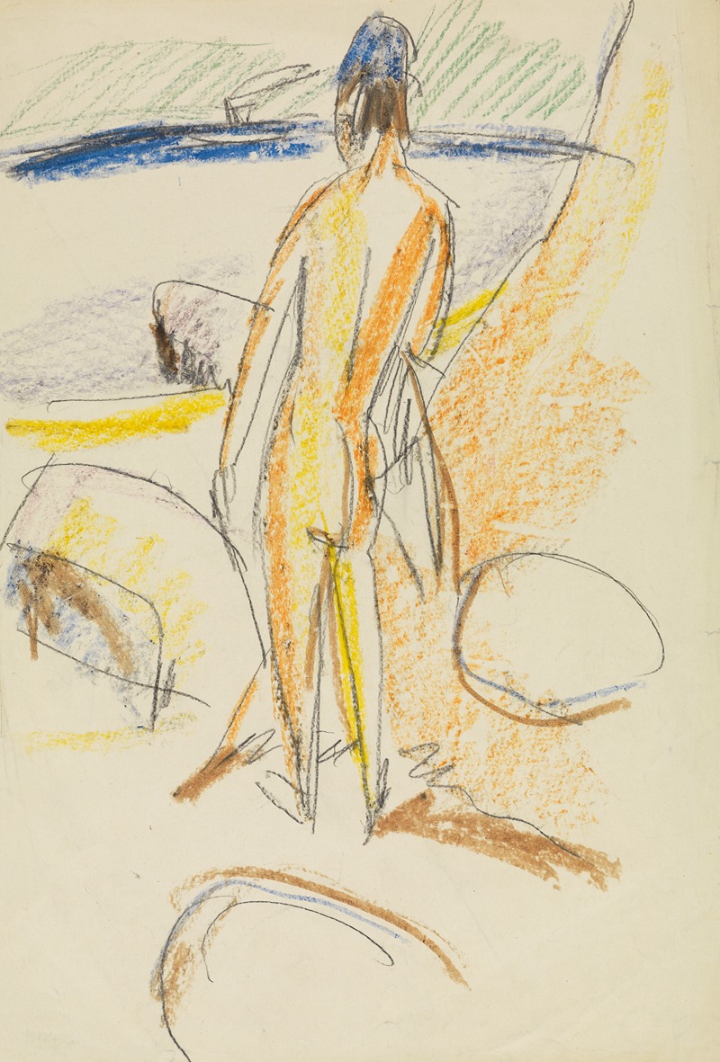 Ernst Ludwig Kirchner - Stehender Rückenakt ‘An den Steinen’ (Fehmarn)